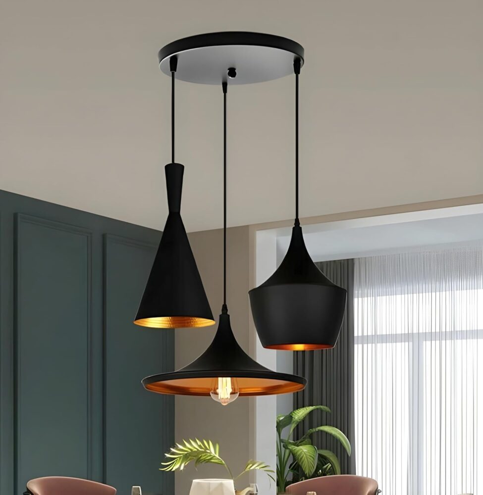 معلقة اسود معدن مطبخ غرفة معيشة غرفة الطعام الصالونات نجفة نجفه معلقه