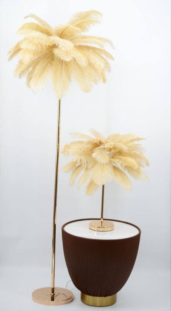 اباجورة ريشة مودرن بيج مع لمبادير