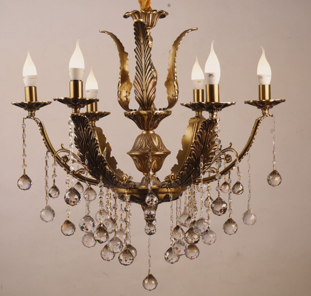 نجفة ريشة 6 دراع نحاس برونز