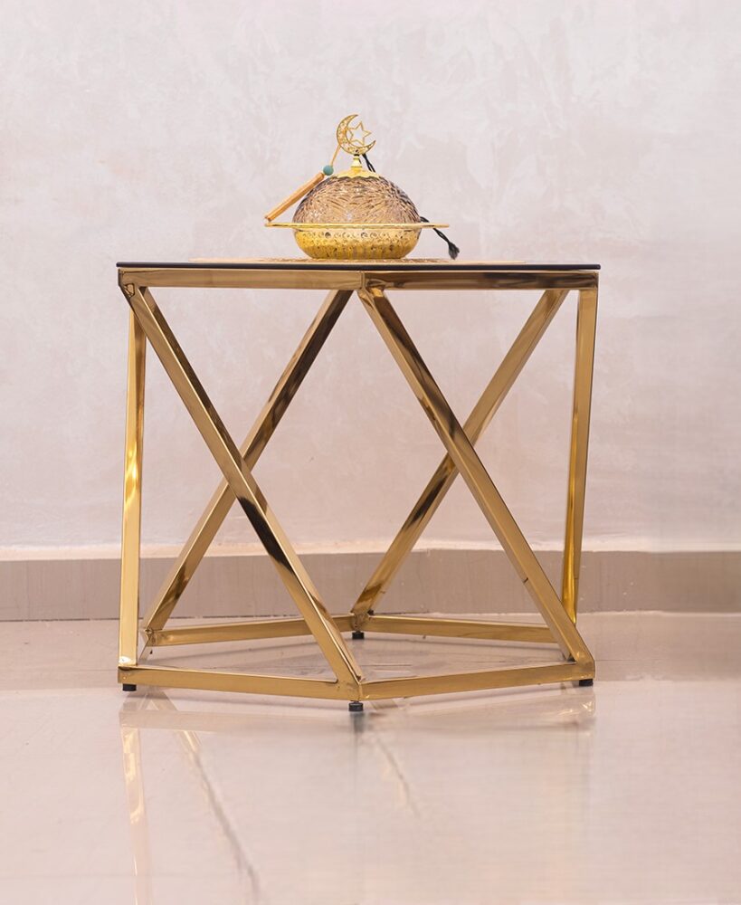 ترابيزة مودرن هرم استانلس دهبى