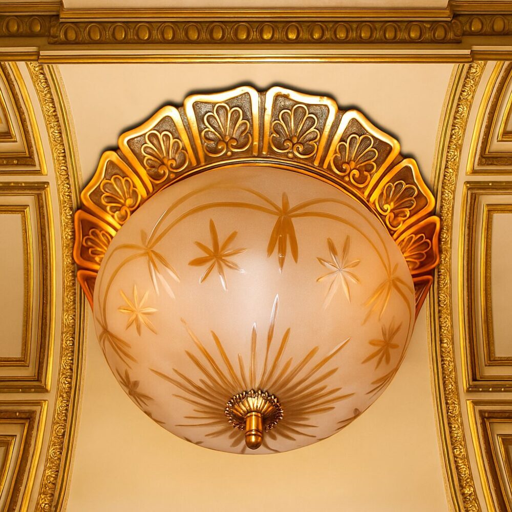 لطش لوتس كبير نحاس بالزجاج