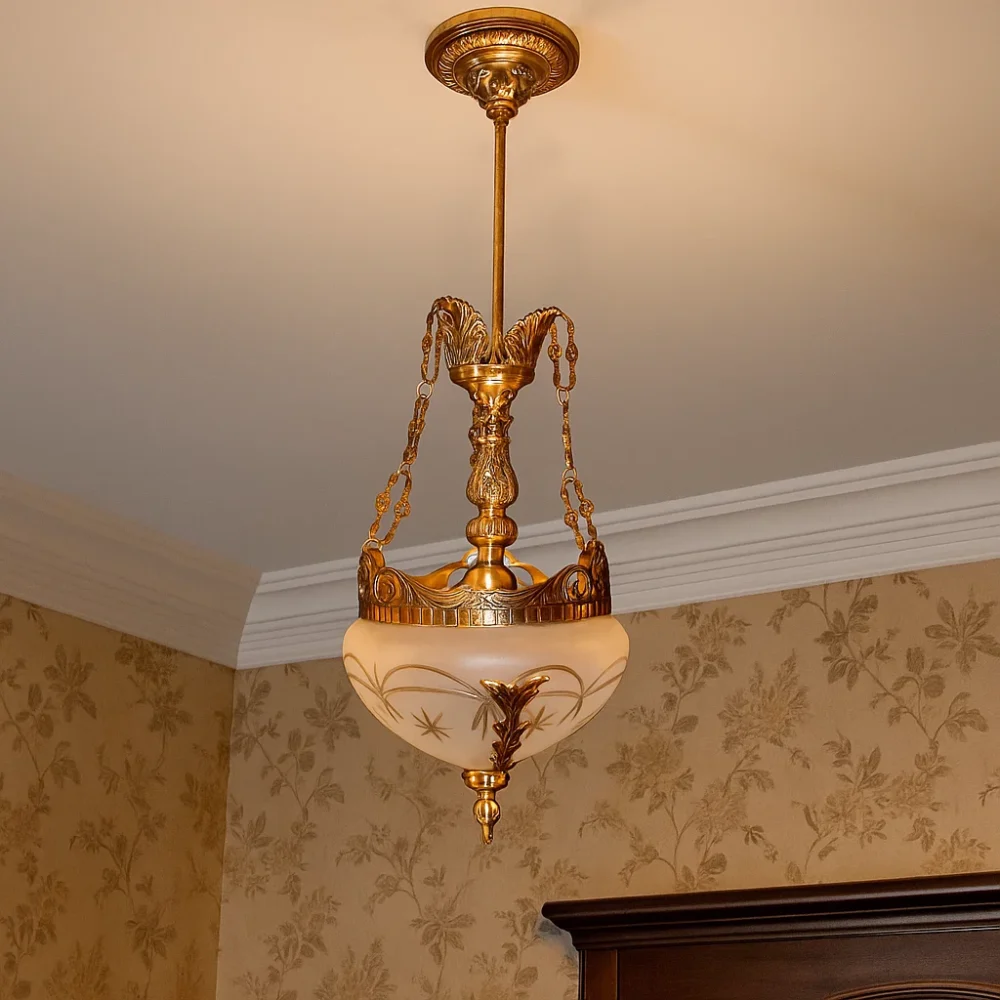 فانوس لوتس نحاس برونز بالزجاج